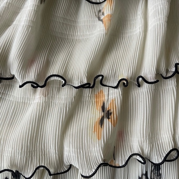 Ganni Lowell Pleated Floral-print Crepe Mini Dress In White Ruffled Sz38 - Picture 9 of 10